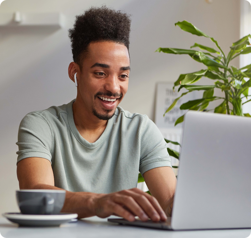 Man working confidently and independently